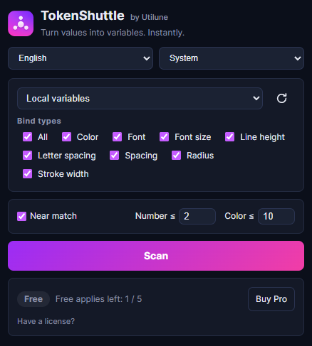 TokenShuttle plugin panel